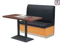 Black Color Commercial Banquette Seating , Restaurant Booth Seating Eco - Leather