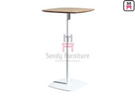 MDF Square Bar Table with Rounded Corners; White & Black Iron Frame Table