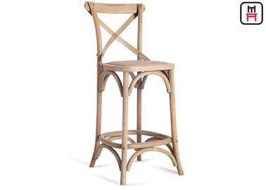 kaufen Form-Rückseite französische des Art-festes Holz-Restaurant-Barhocker-rustikale Rattan-Sitzer-X online manufacture