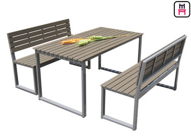 kaufen Im Freien Handels-KD Patio der hölzernen Restaurant-Plastiktabellen-, dersätze mit Bank speist online manufacture