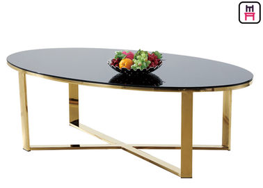kaufen Ausgeglichenes Glas/ovale rechteckige Marmorform-Edelstahl-Basis des Couchtisch-X online manufacture