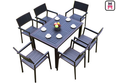 kaufen 1 durch 4/6 Restaurant-Tabellen im Freien stellt den hölzernen Metallrahmen-Plastikpatio ein, der Möbel speist online manufacture