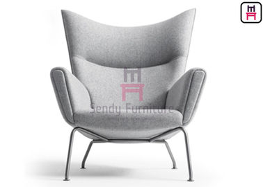 kaufen Das Edelstahl-niedrige Fiberglas, das Stuhl speist, polsterte Kaschmir-/Leder-Flügel-Aufenthaltsraum-Art online manufacture