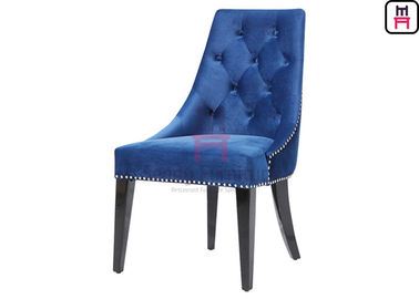kaufen Hohes hinteres Blue Velvet durchgeheftet gepolstert, Stühle mit den schwarzen Eisen-Beinen speisend online manufacture