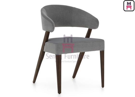 kaufen Einschlagen Armlehnen-des hölzernen Restaurant-Stuhls Gray Velvet des Rückenlehne-offenen Rückens online manufacture
