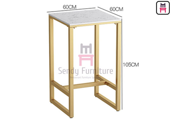 kaufen Der Marmorplatte-2ft Längen-goldener lackierter Metallrahmen Metallquadrat-hohe der Tabelle-60cm online manufacture