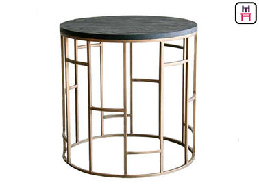 Nodric-Entwurfs-hölzerner oberster metallhaltiger Couchtisch D45 * H45 cm/D55 * H60 cm