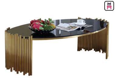 Ausgeglichener Glasplatte-Edelstahl-Couchtisch-ovale Form für Kaffeehaus-Haus