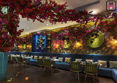 Gesetzte S Form des blauen Luxusgewebe-Restaurant-Sofa-kein Bedarf Installatoin am Hotel