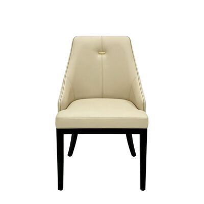 Ergonomischer Holz-Restaurantstuhl mit anpassbaren Farben und Edelstahl-Akzent für gewerbliche Speiseräume