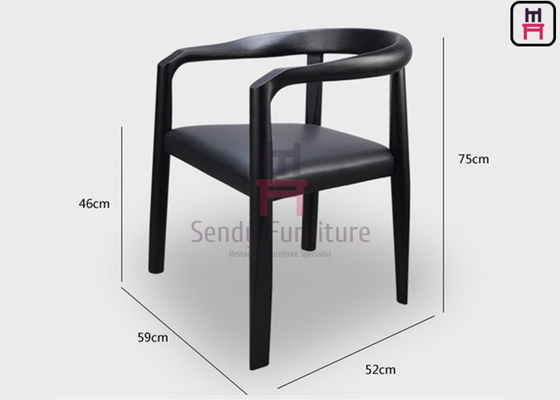 Classic Wood Restaurant Chairs with Leather Upholstery Slatted Backrest and Walnut Finish for Durable Dining Seating