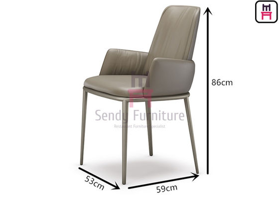 Wood Restaurant Chair with Slatted Backrest Leather Armrests and Ergonomic Design for Comfortable Dining