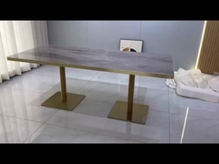 Edelstahl Rose Gold Restaurant Esstisch Luxus Marmoroberfläche mit goldener Naht